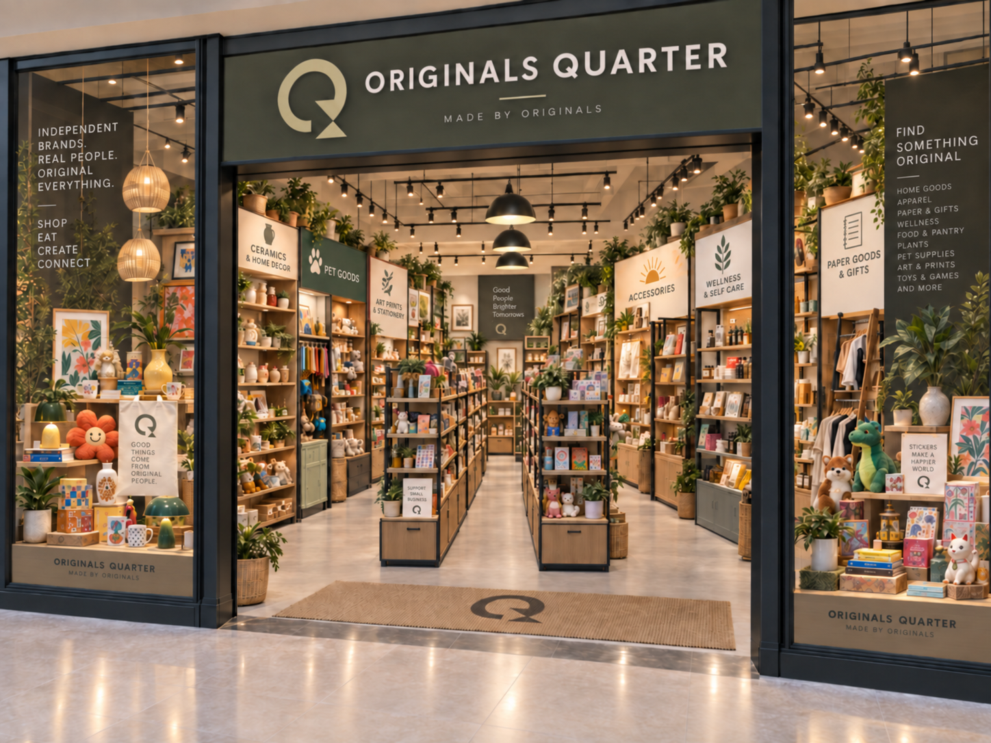 Concept storefront for Originals Quarter with curated independent products